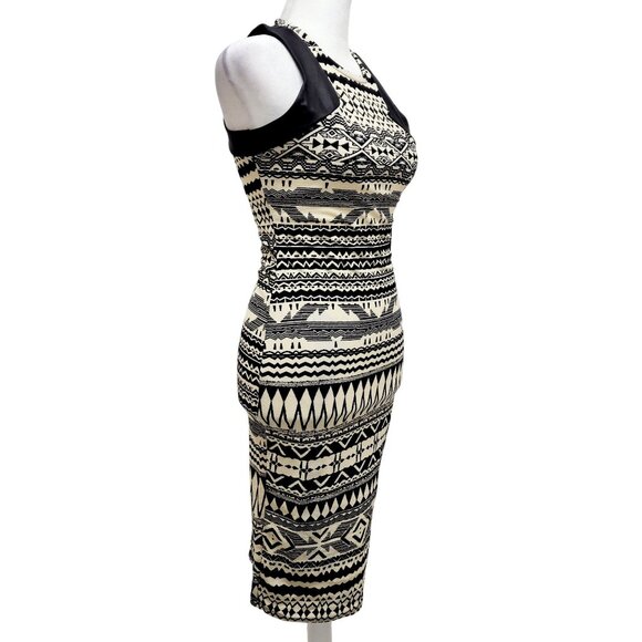 Tribal Print Sleeveless Midi Dress With Mesh Panel Detail Size S - Picture 10 of 13